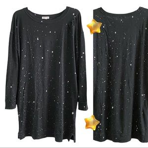 Socialite galaxy paint splatter long sleeve top w/ pockets